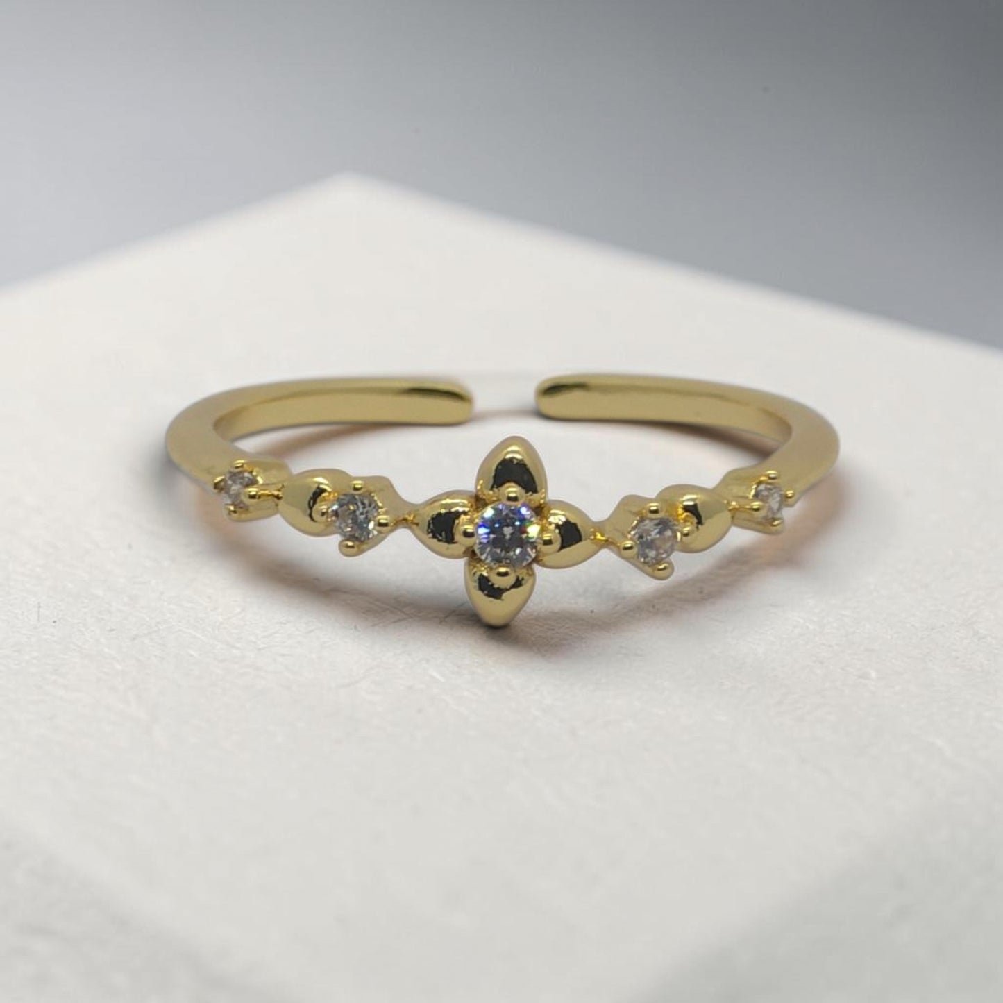 Crystal Bloom Open Ring