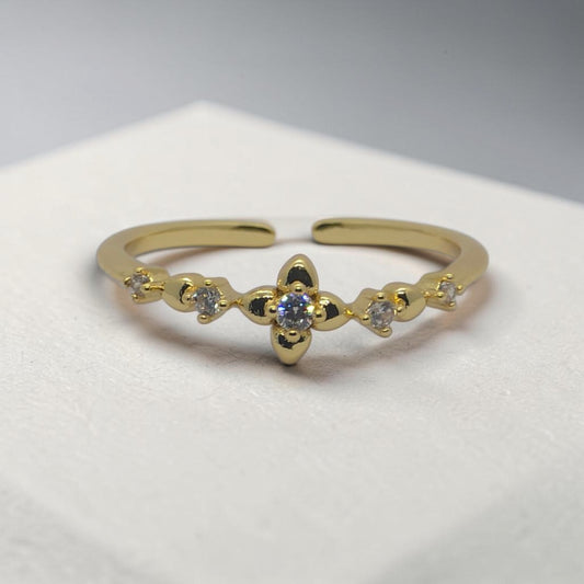 Crystal Bloom Open Ring
