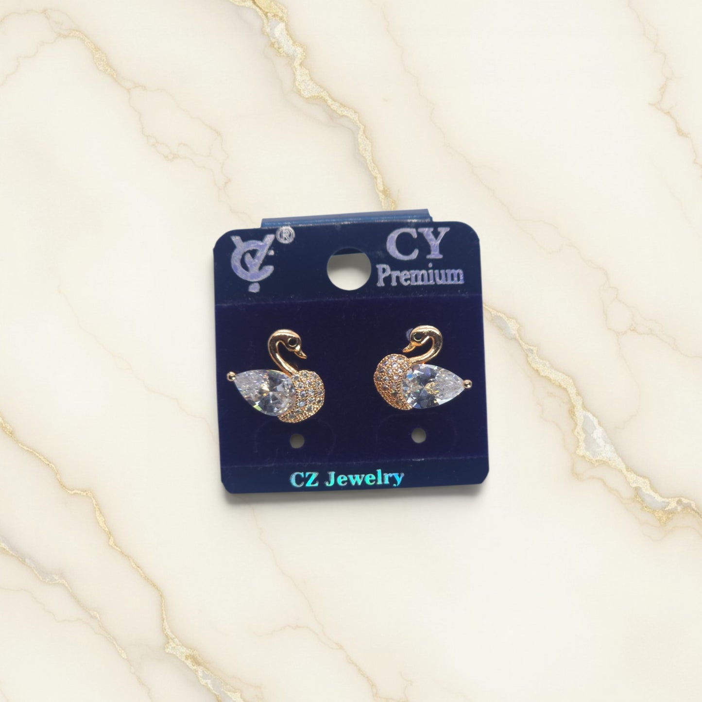 Celeste Swan Crystal Stud Earrings