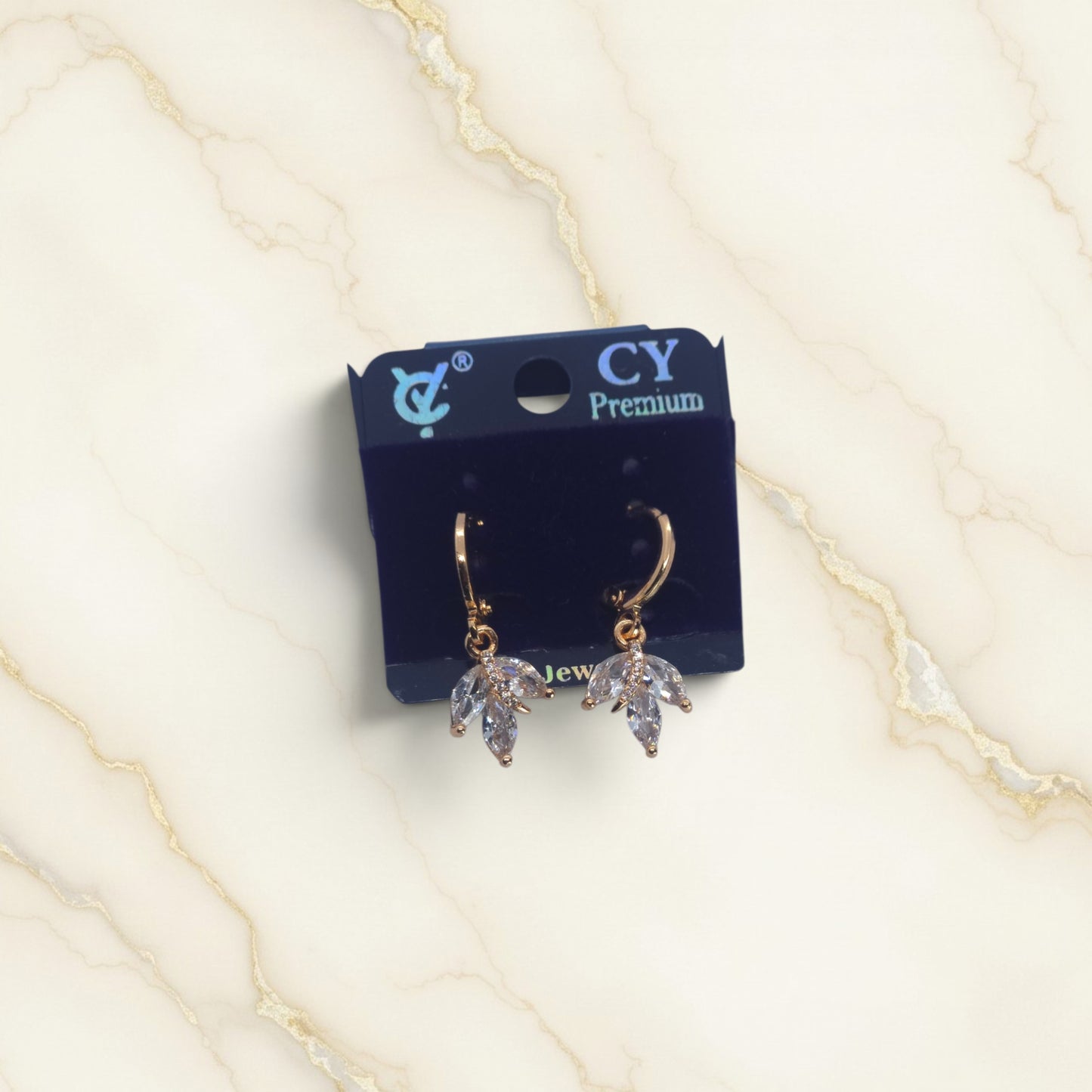 Aurora Leaf Crystal Hoop Earrings