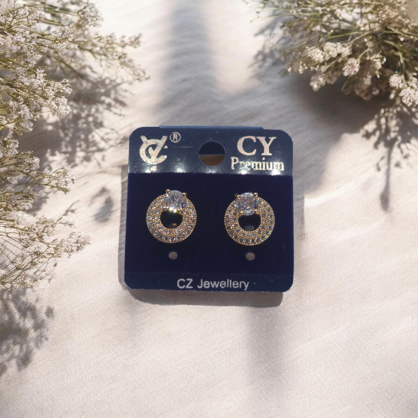 Celeste Halo Crystal Stud Earrings