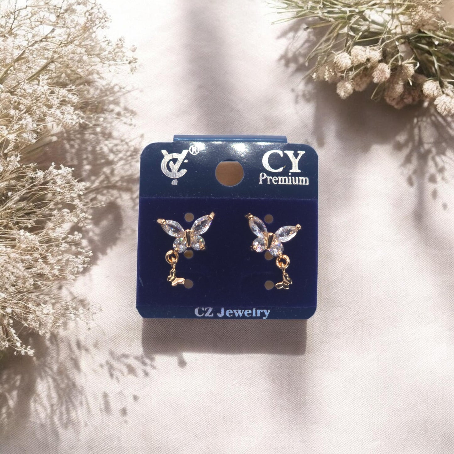 Flutter Charm Crystal Drop Stud Earrings
