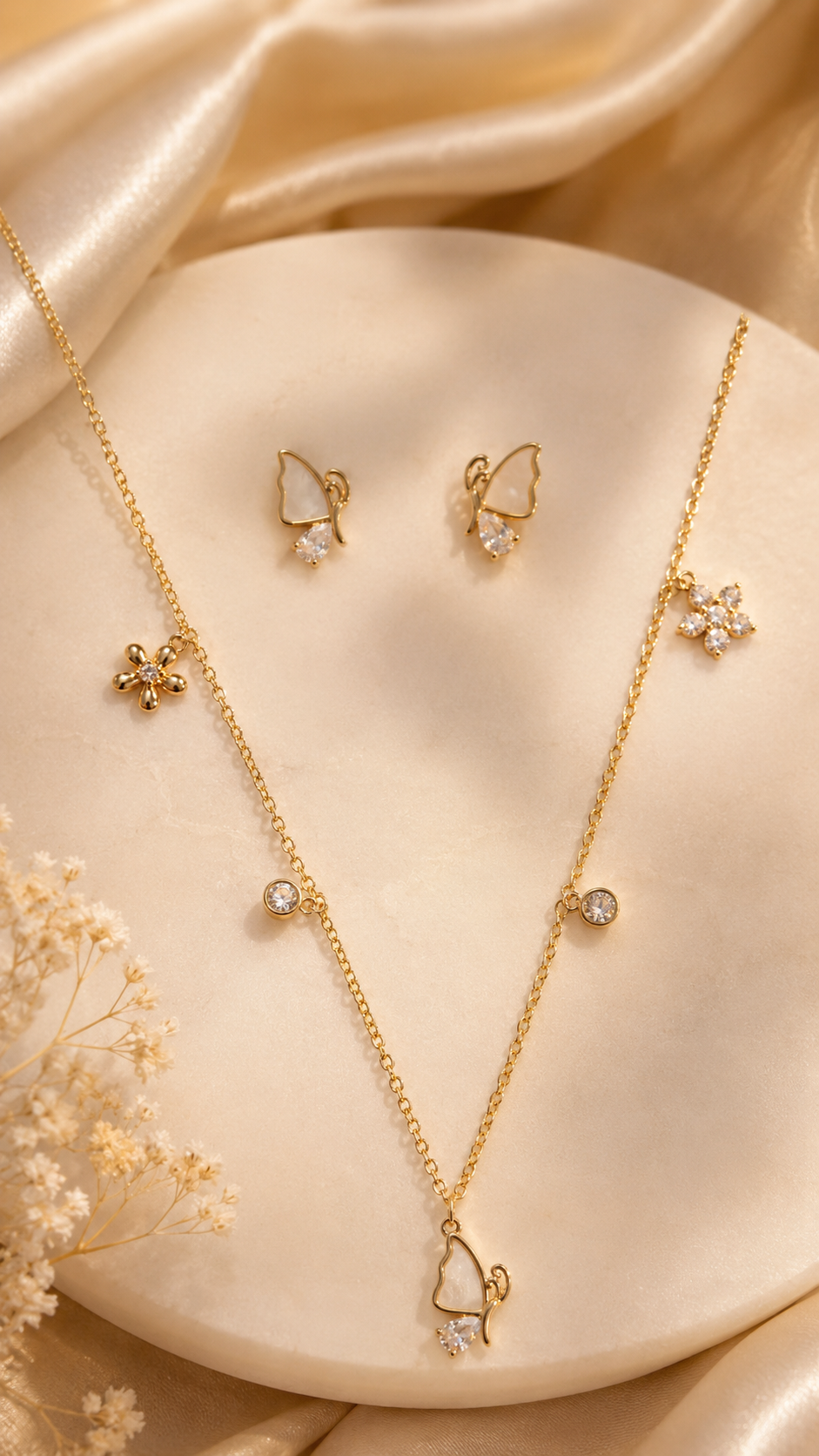 Aurora Butterfly Charm Necklace Set