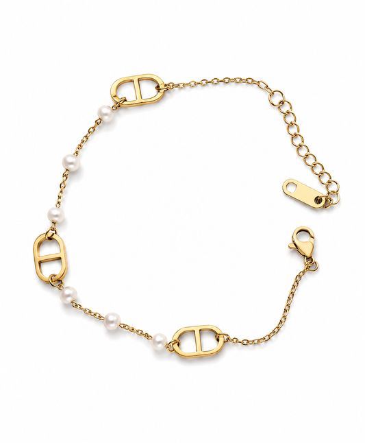 Pearl Charm Link Bracelet