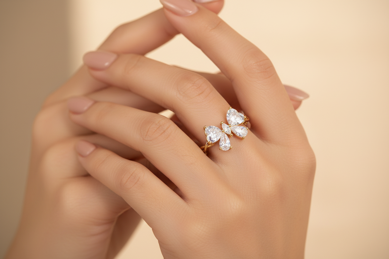 Elaria Crystal Butterfly Ring