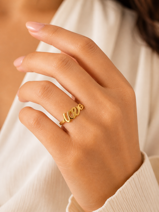 Amora Script Love Ring