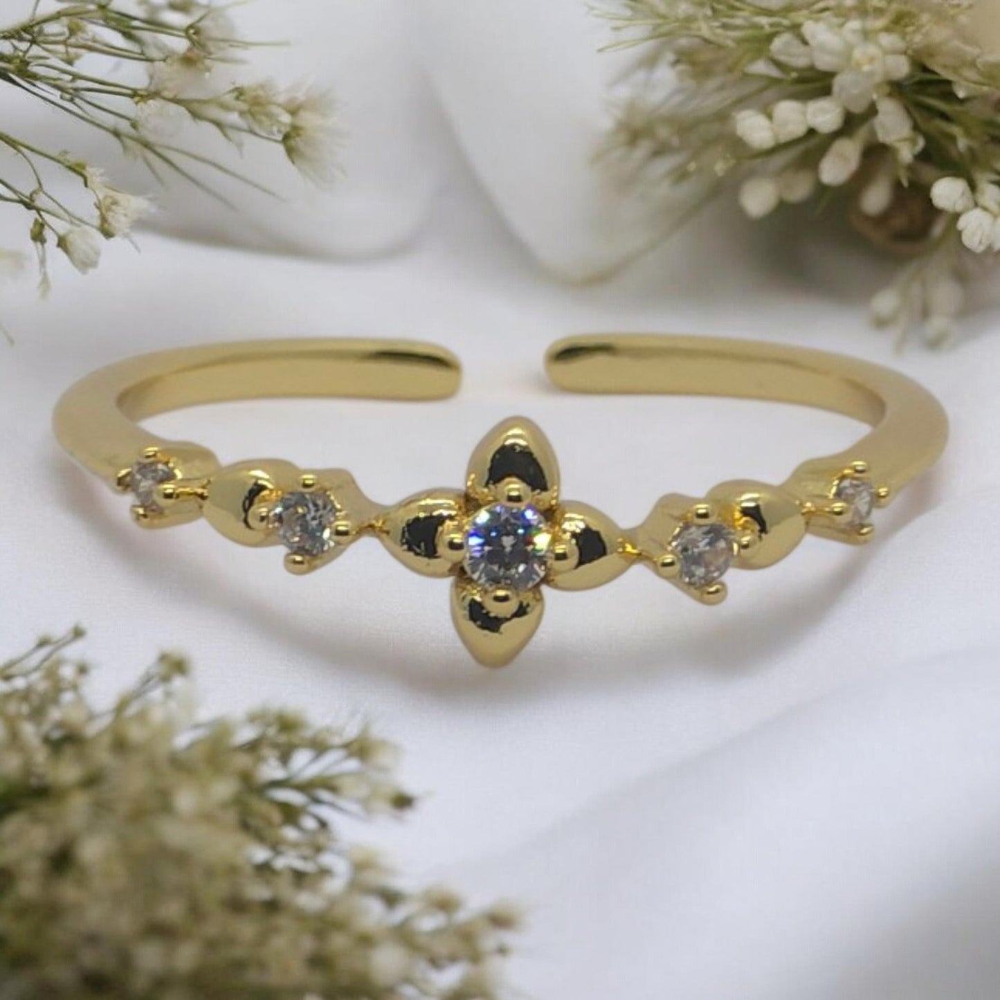 Crystal Bloom Open Ring
