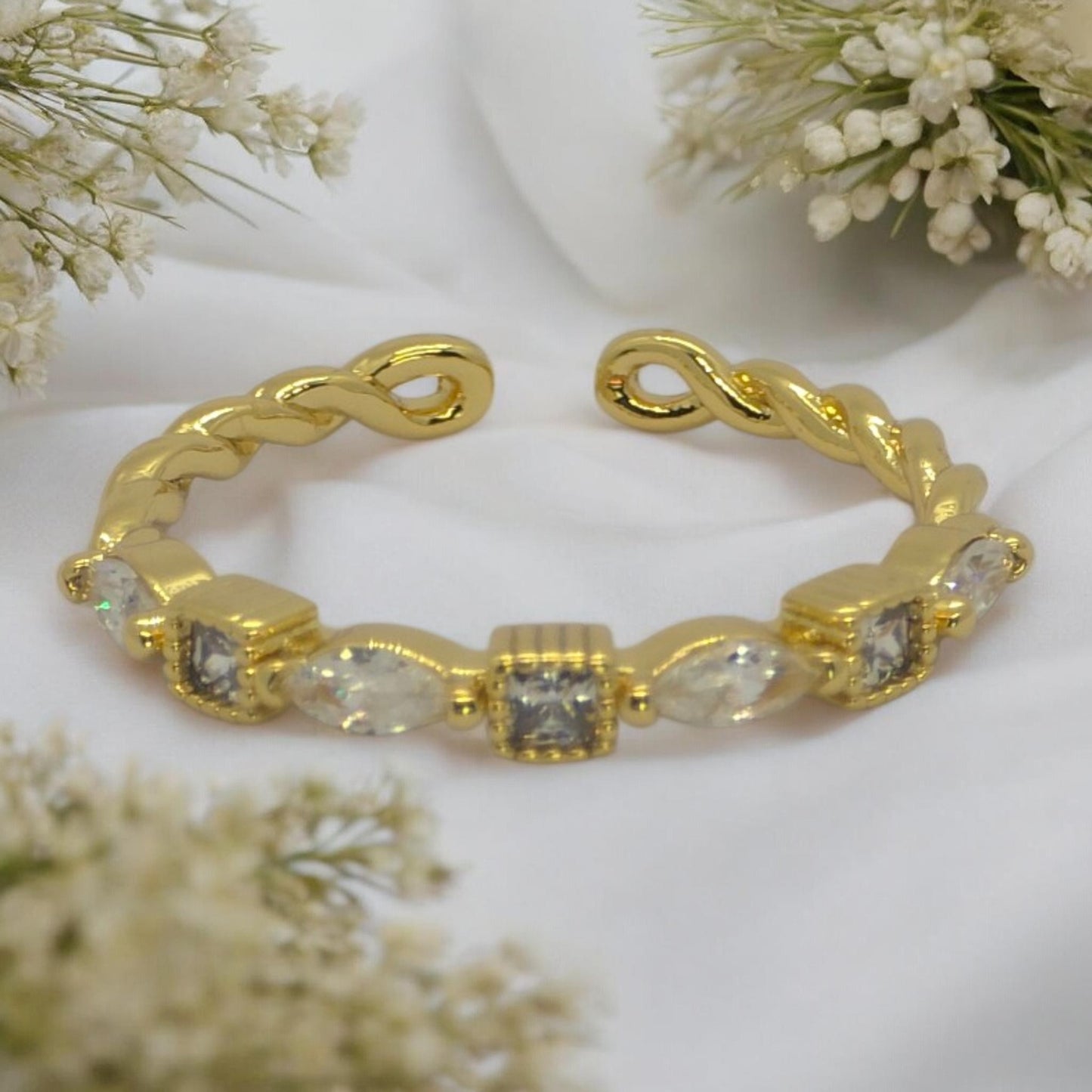 Crystal Twist Open Ring