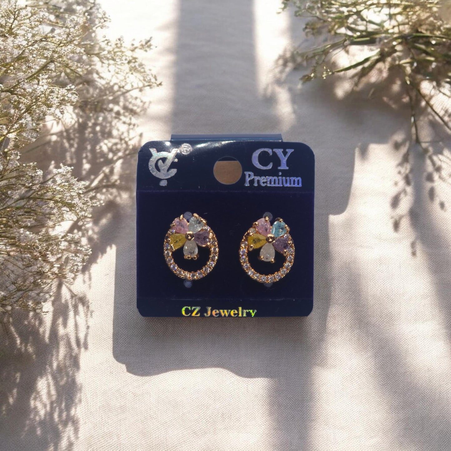 Pastel Bloom Halo Stud Earrings