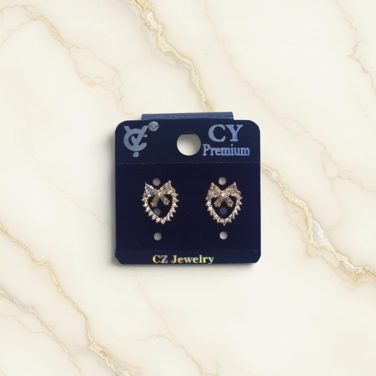 Celeste Bow Heart Stud Earrings