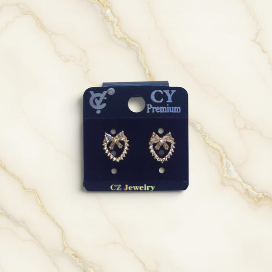 Celeste Bow Heart Stud Earrings