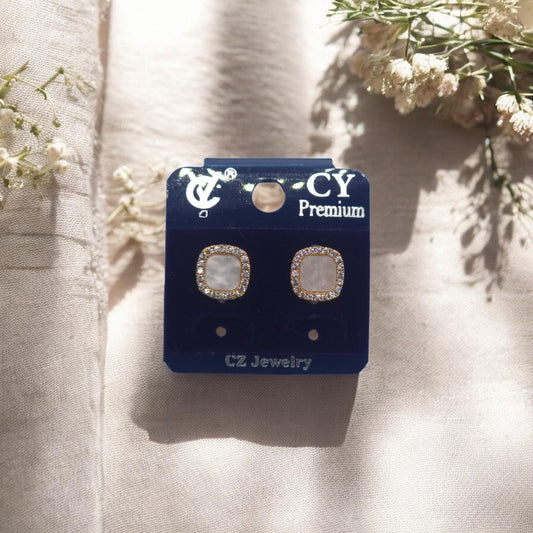 Luna Pearl Halo Stud Earrings