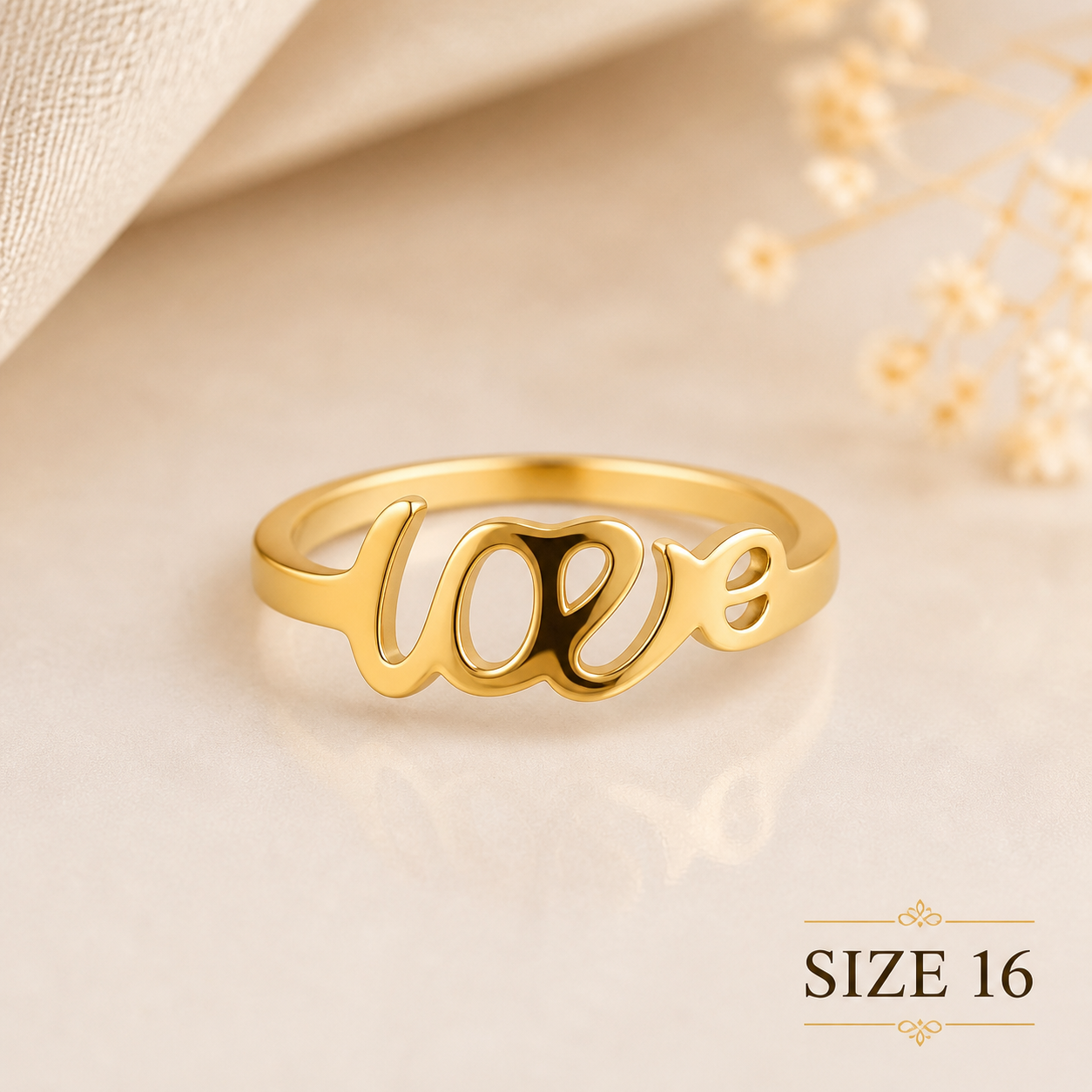 Amora Script Love Ring