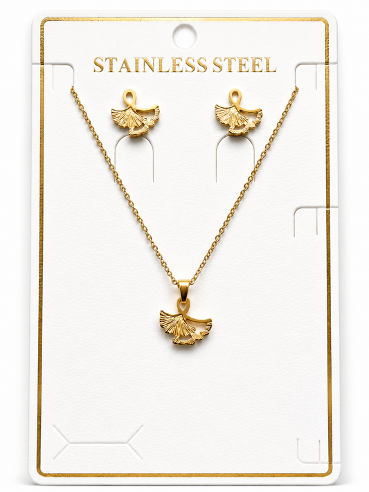 Ginkgo Leaf Pendant Set