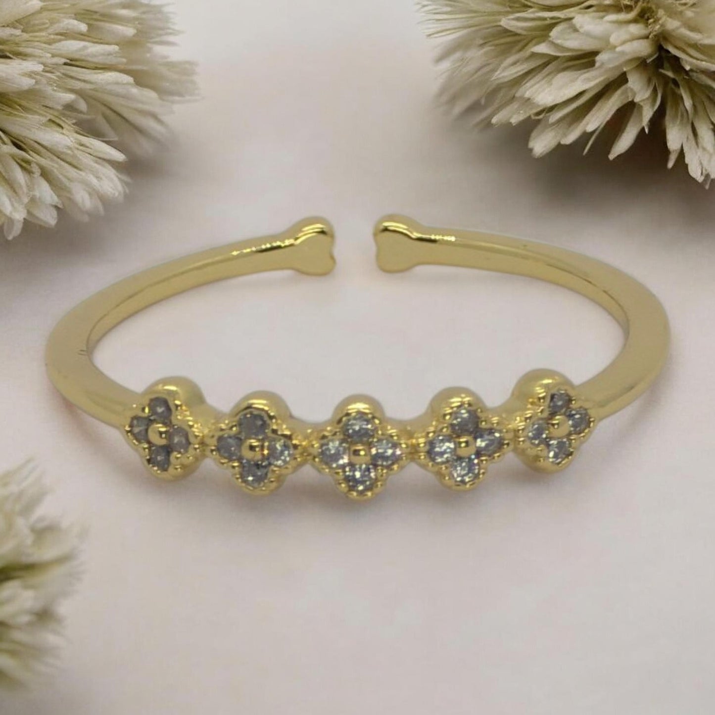 Celeste Clover Luxe Open Cuff Ring