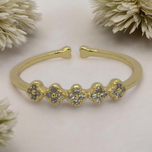Celeste Clover Luxe Open Cuff Ring