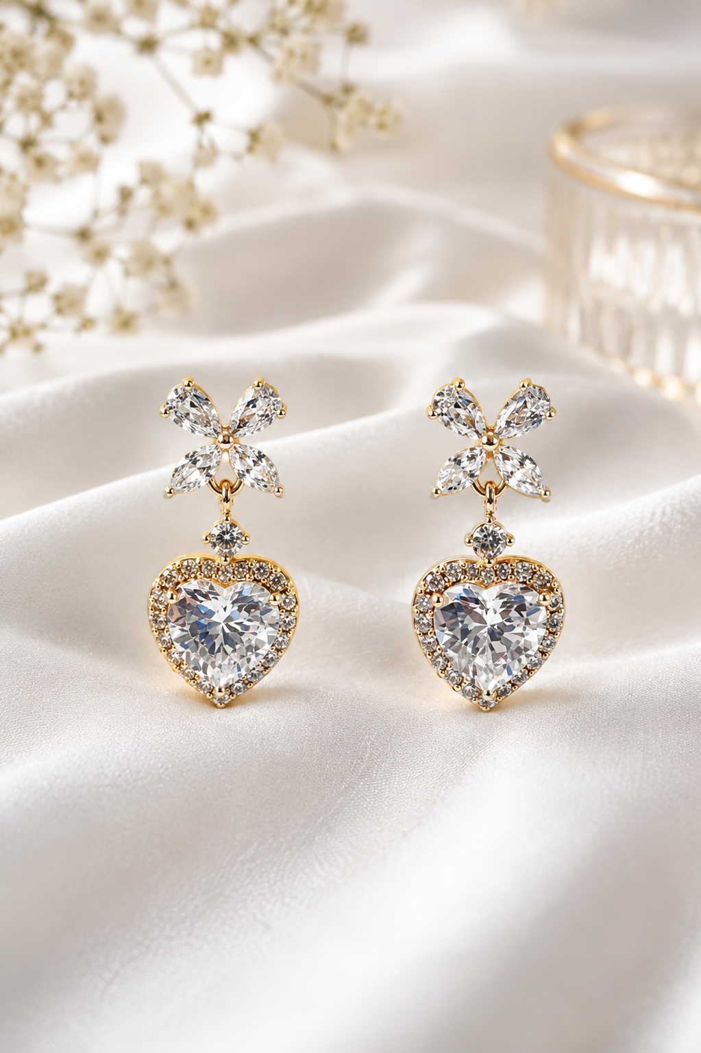 Eternal Heart Crystal Drop Earrings