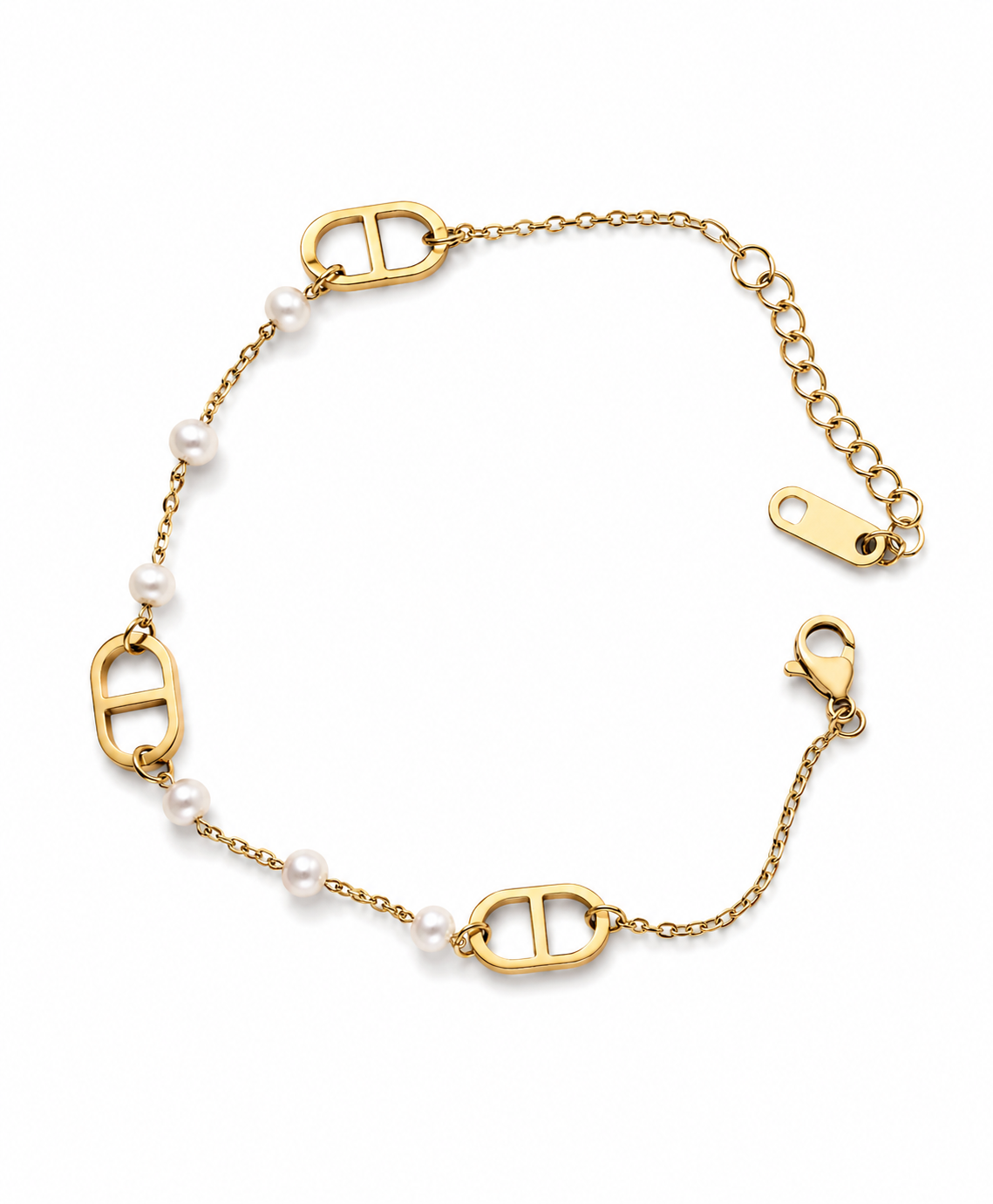 Pearl Charm Link Bracelet