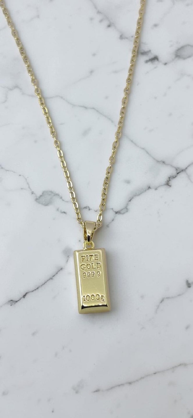 Fortune Gold Bar Pendant Necklace
