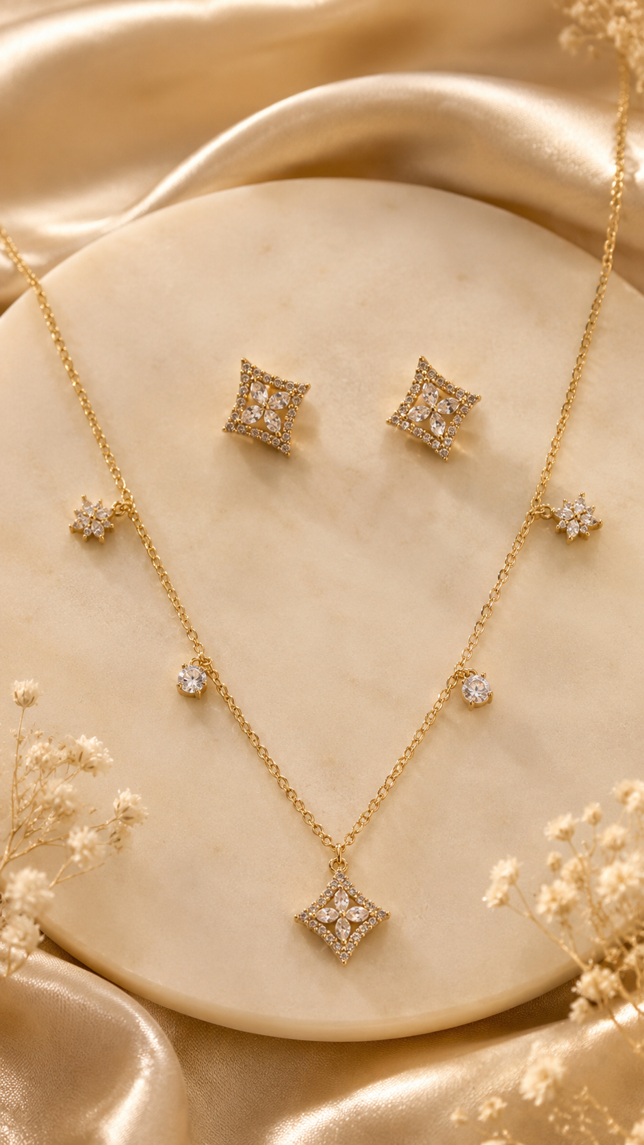 Celeste Bloom Crystal Necklace Set