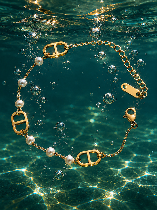 Pearl Charm Link Bracelet
