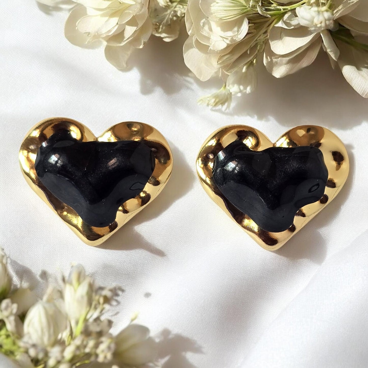 Midnight Heart Statement Earrings