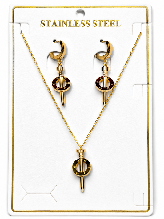 Luxe Nail Necklace & Hoop Earrings