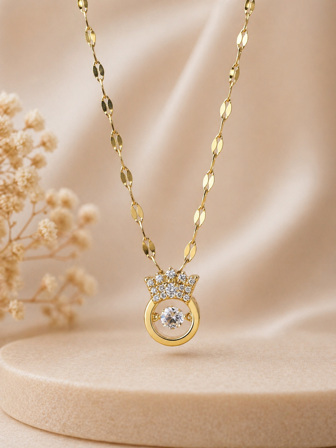 Regalia Crown Solitaire Pendant Necklace