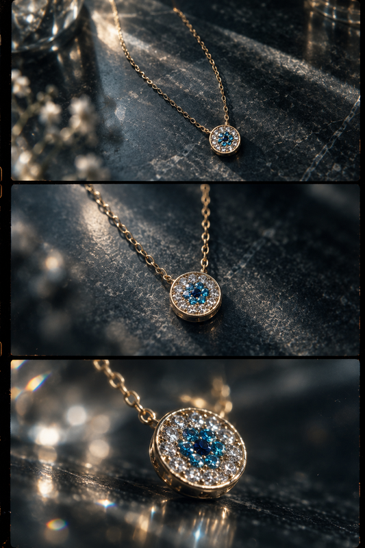 Azure Halo Crystal Pendant